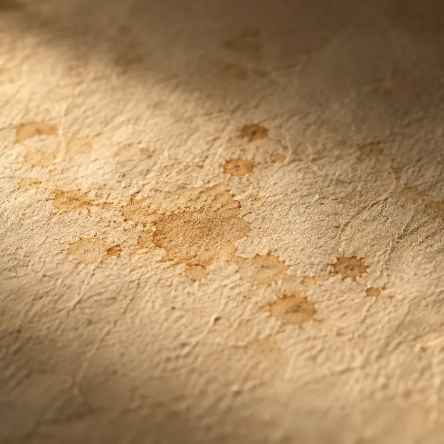 Handmade paper with faint, fading spots